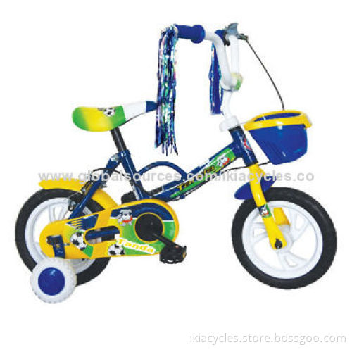Children's bicycle with training wheels, basket and foaming tire, ISO 9001:2000-, CE-certified